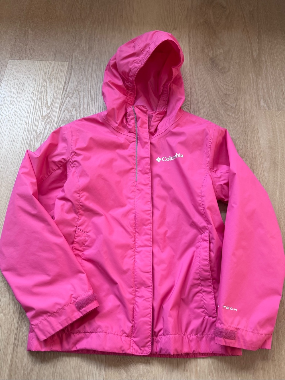 Columbia Bright Pink Kids Hooded Raincoat - Size XS (6/6x)